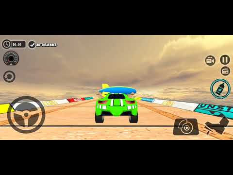 impossible stunt car tracks 3d green car driving stunt level-5/6 , challenge mode