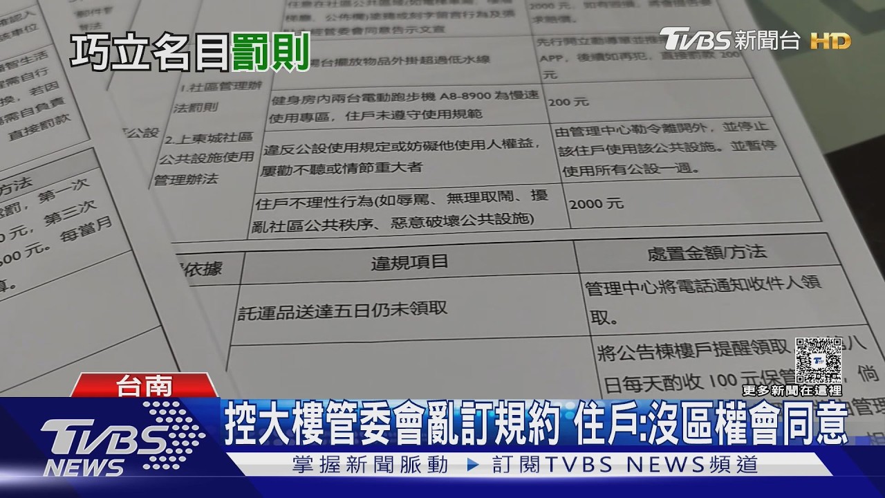 影音/「社區規約」能訂罰款嗎? 律師曝關鍵:需區權會同意才生效