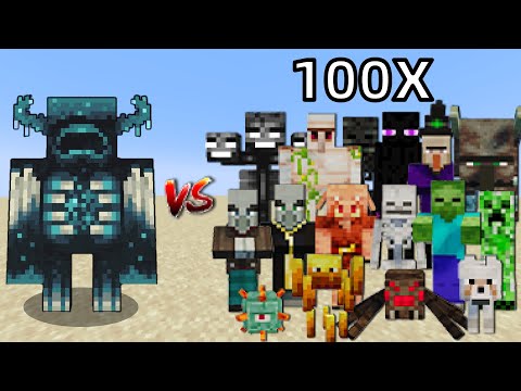 Warden vs Every Mob x100 in Minecraft - Mob Battle