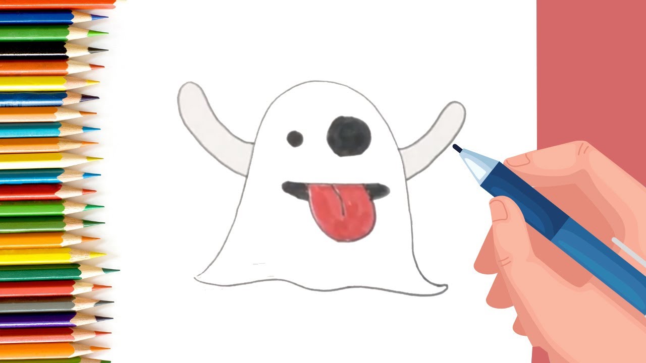 How to draw ghost emoji for Kids
