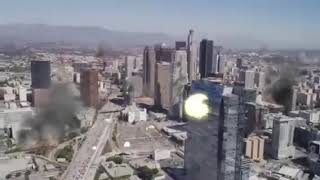 L.A. Apocalypse - earthquake and Hollywood sign getting melted by lava scene