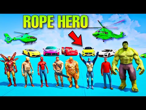 Rope Hero Ultra Mega Ramp Car Race Challenge In Gta 5 || Gta 5 Gameplay