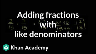 Adding fractions with like denominators | Fractions | Pre-Algebra | Khan Academy