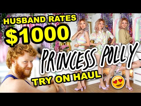 1000 美元的波莉公主試穿大禮包！！！  丈夫為我的 Pastel Princess Polly 旅行評分 2021 ($1000 PRINCESS POLLY TRY ON HAUL!!!  Husband Rates my Pastel Princess Polly Haul 2021)