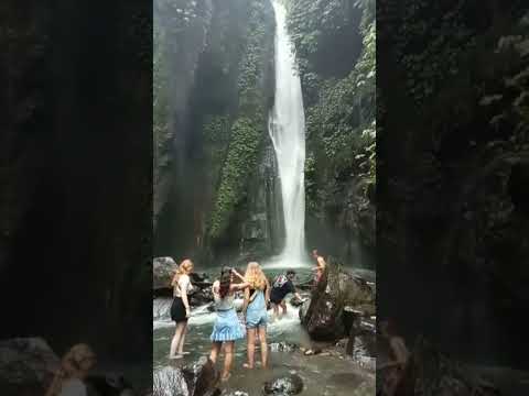 a group of young ladies at the most exotic Bali waterfalls‼️ #baliwaterfalltour