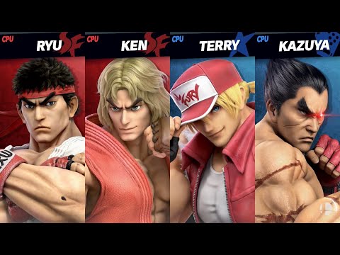 Super Smash Bros. Ultimate - Ryu & Ken vs Terry & Kazuya (Stamina Battle)