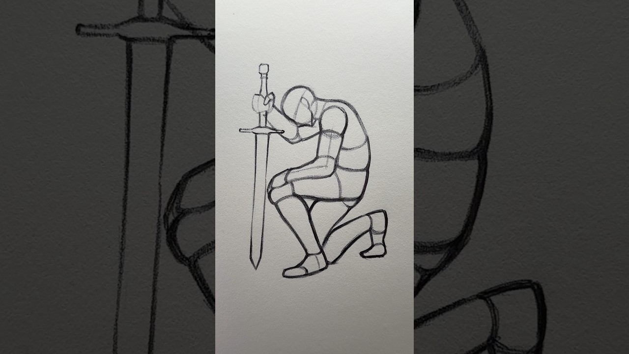 How to Draw a Kneeling Knight Pose ⭐️Tutorial⭐️ #draw #sketch #howtodraw #knight #drawingtutorial