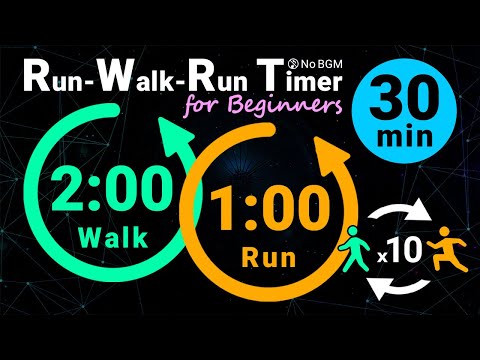 30-Minute Run-Walk-Run Timer: 2min Walk / 1min Run (No Music)