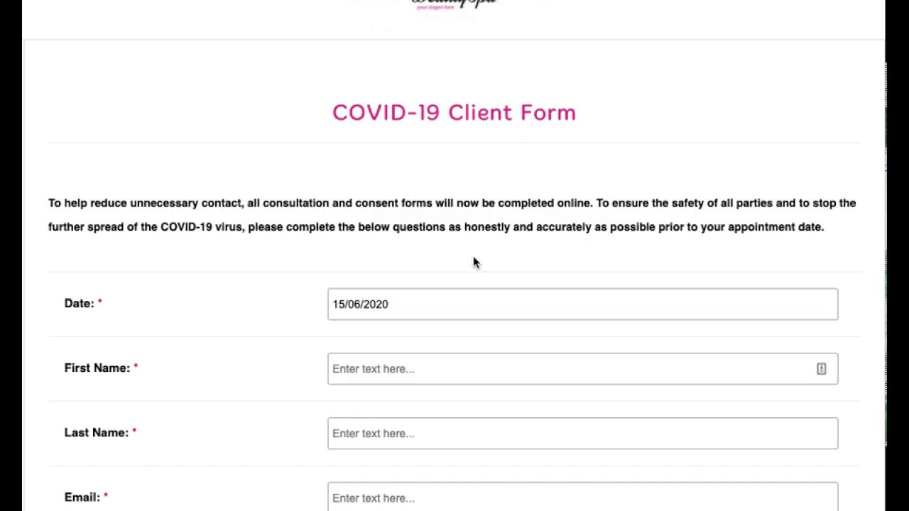 COVID 19 Client Form Template