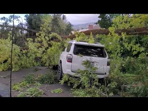 09-08-2020 Salt Lake City, UT - Snapped Power Poles - Vehicles Crushed by Trees - Semis Blown Over