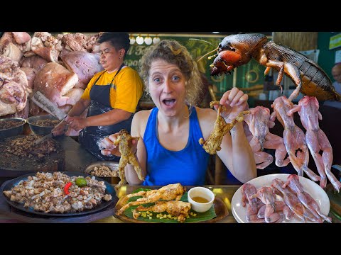 , title : 'PAMPANGA Street Food in Angeles City Philippines - EATING FROGS & CRICKETS + FILIPINO SIZZLING SISIG'