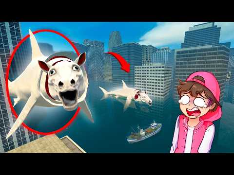 Un DRON Capta a LONG HORSE MEGALODON en la Ciudad Inundada - Garry's Mod