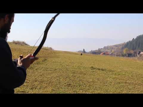 Traditional archery practice with 62# Crimean Tatar bow,and thumbring.