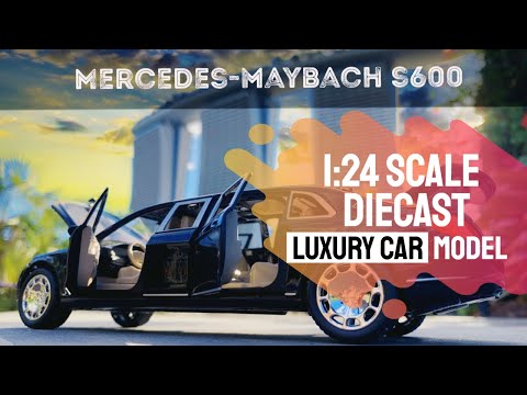 Машинка металлическая XLG 1:24 «Mercedes-Maybach S600 Pullman» M923T 20 см. инерционная, свет, звук / Черный