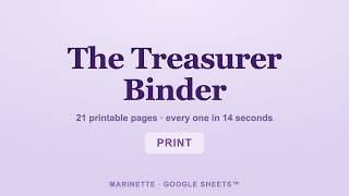 Printable Treasurer Binder for PTA and Booster Clubs | Every Page in 14 Seconds