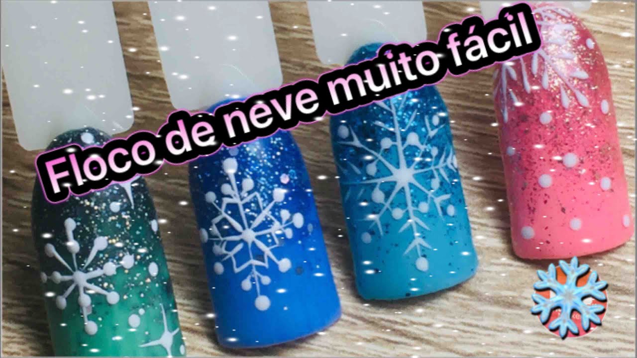 passo a passo floco de neve com esmalte em gel/step by step snowfrake with nail polish/ christmas