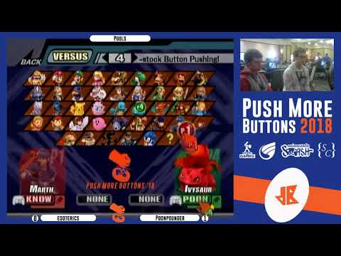 Push More Buttons 2018 - esoterics (Zelda, Marth) vs Poonpounder (Ivysaur) - Pools