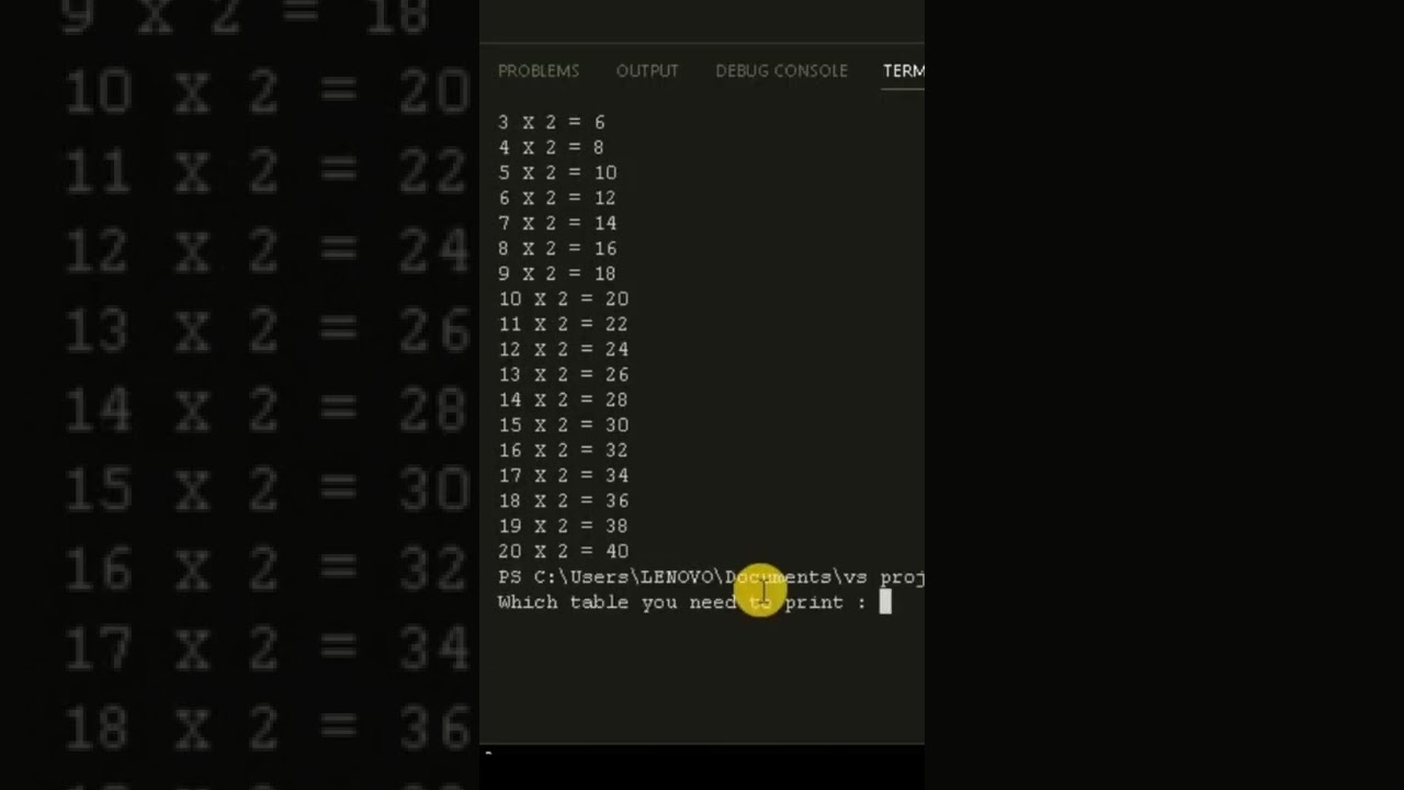 Creating multiplication tables using python 🔥| Py Ideas 💡#shorts#python