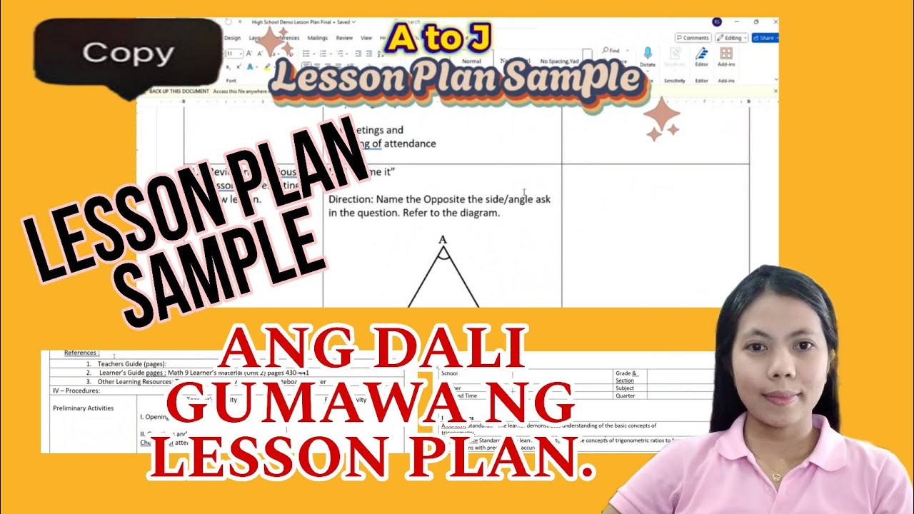 MATH LESSON PLAN SAMPLE | A to J format