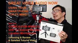Comica Wireless Lavalier UHF 6-Channel Microphone Review - Great audio with your smartphone! #Comica