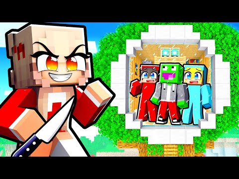 ZBUDOWAŁEM TAJNY DOMEK NA DRZEWIE żeby UKRYĆ SIĘ PRZED PRZEŚLADOWCZYNIĄ w Minecraft