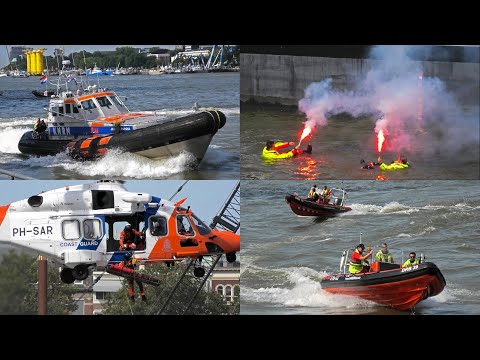 Drenkelingen in de Maas bij Rotterdam | SAR, KNRM, Reddingsbrigade in actie voor demonstratie