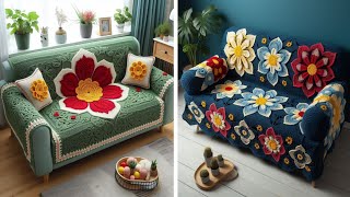 Wow Beautiful Crochet sofa Covers hand knitted model share ideas