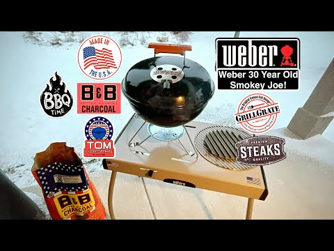Weber 30 Year Old Smokey Joe! / First BBQ Cook / T-Bone Steak Using Grill Grates!