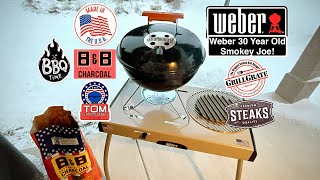 Weber 30 Year Old Smokey Joe! / First BBQ Cook / T-Bone Steak Using Grill Grates!