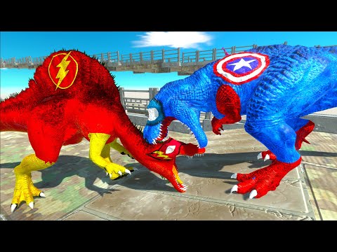 CAPTAIN AMERICA T-REX DEATH CLIMB - Animal Revolt Battle Simulator