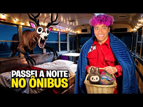 PASSEI A NOITE EM UM ÔNIBUS ESCOLAR! * o cervo da 99 noites APARECEU! 