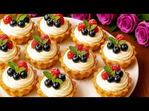 Mini tart recipe/ No Butter/ Pastry cream for fruit tart./ Tartlets.