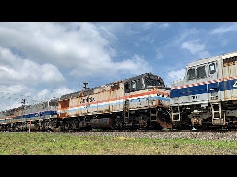 Trains @ Union, NJ: 2 ex-N&W GP9s on Q438, 6 ex-Amtrak F40/P40s on Q404, NS Safety Train, & More!