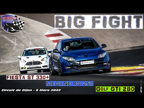 ⚔️ BIG FIGHT 💨 Mégane RS 250 VS Fiesta ST 330+ VS Golf GTI 280+ @Dijon-Prenois 100%Piste 06/03/2022
