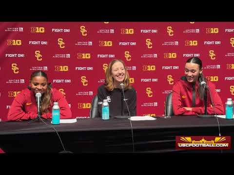 USC's Lindsay Gottlieb, Londynn Jones, Jazzy Davidson following win over New Mexico State