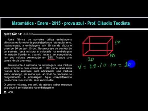 Geometria espacial - Enem - 2015 - azul - 141 (paralelepípedo e porcentagem)