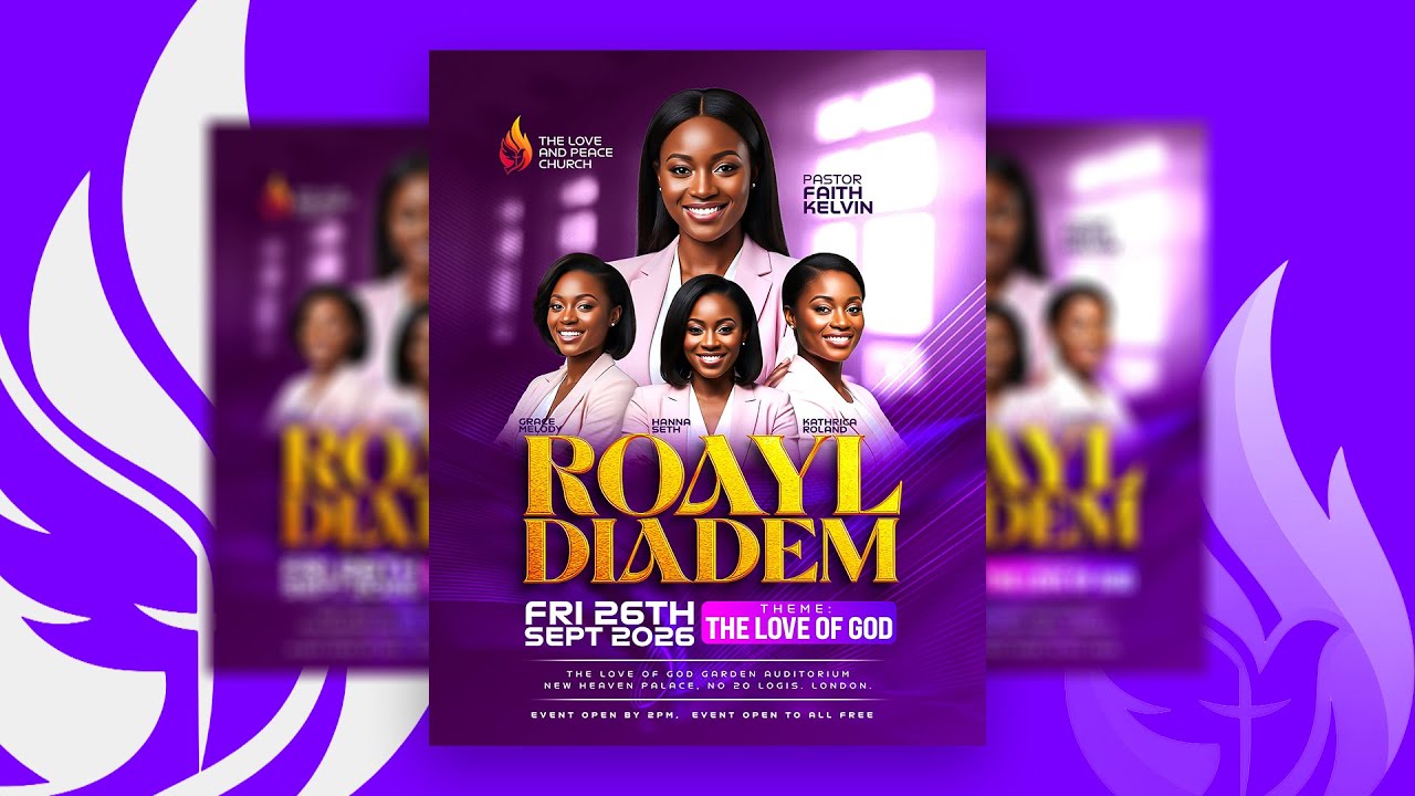 How To Make Professional Royal Diadem Church Poster For All Social Media Design
