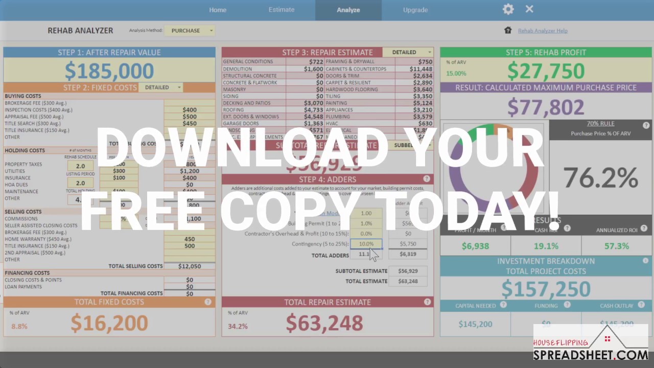FREE House Flipping Spreadsheet Software
