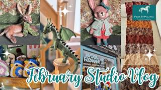 🐓 FEBRUARY STUDIO VLOG #59 // Hares (felted and crocheted), chickens, dragons, earrings and more!! 🐇