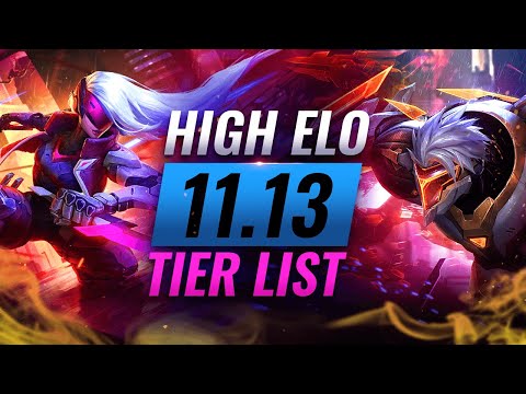 HIGH ELO Best Champions TIER List - League of Legends Patch 11.13
