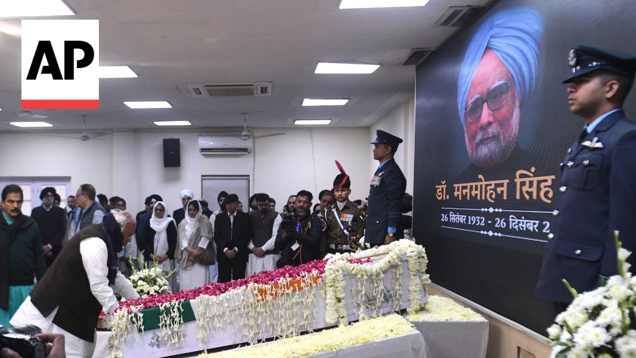 Mourners pay tribute to former Indian PM Manmohan Singh as state funeral begins in capital