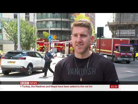 Ballymore New Providence Wharf Fire Blackwall Canary Wharf BBC News at Ten 7/5/21
