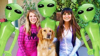 Spider Girl SAVES Sammie From Alien Invasion! Funny Dog