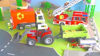 Trecker, Feuerwehr, Müllabfuhr & Traktor - Bauernhof Fahrzeuge Rettung - Farm Vehicles for Kids