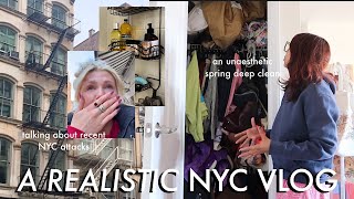 REALISTIC NYC VLOG: spring deep cleaning + talking about serial nyc puncher??