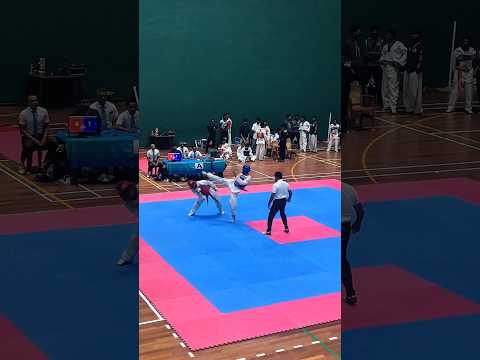 Beautiful defense and offense by red corner 🖤💀.       #highkick #taekwondo #masterlevel #knockout