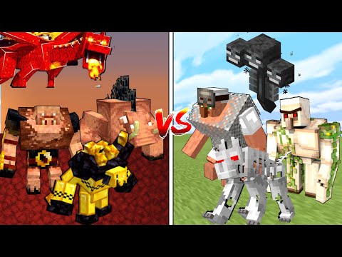 NETHER vs OVERWORLD in Minecraft Mob Battle