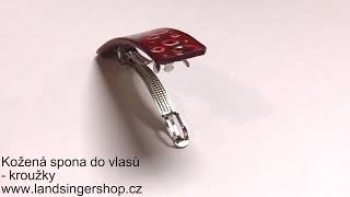 Kožená spona do vlasů - kroužky