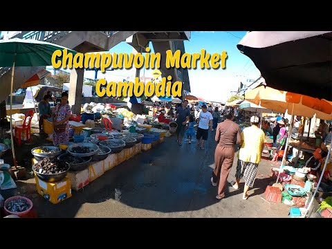 Inside Champuvoin Market, Cambodia | Busy Local Market Walk (4K)