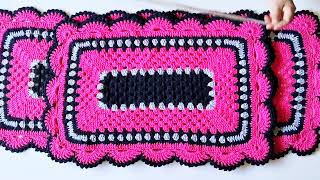 #Jogo de passadeira modelo quadrado #crochê!"💕🌟